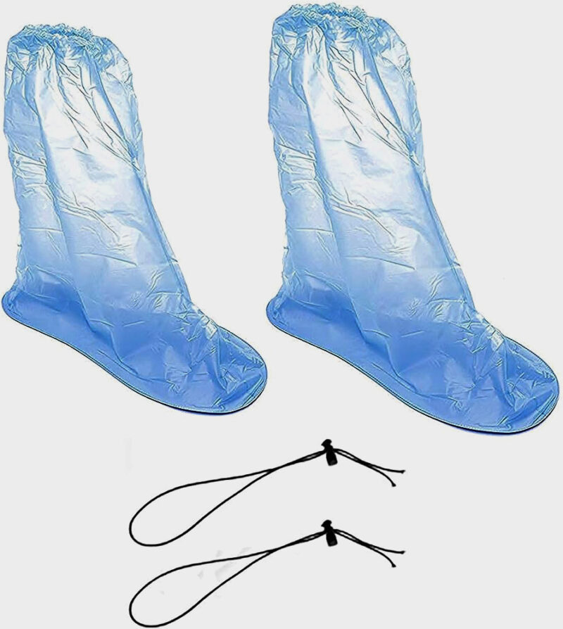 High Top Reusable Rain Shoe Covers – Anti-Slip Outdoor Plastic Shoe Covers (1 Pair) Blue